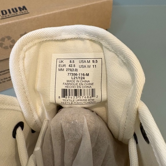 Palladium Pampa HTG Supply White Star Canvas‎ 77356 Women's Sz 11 Men's Size 9.5 - Picture 2 of 7